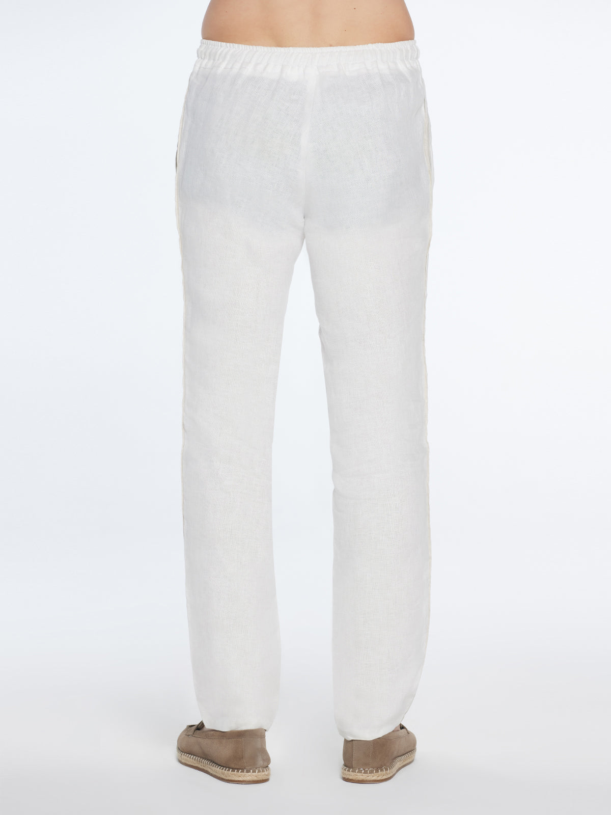 Joseph White Linen Straight-Leg Pants | Moeva | Pants | Each week unveils new pieces—luxury swimwear, fluid resort silhouettes, and elevated summer-to-evening essentials designed to carry you from coastal escapes to city nights.