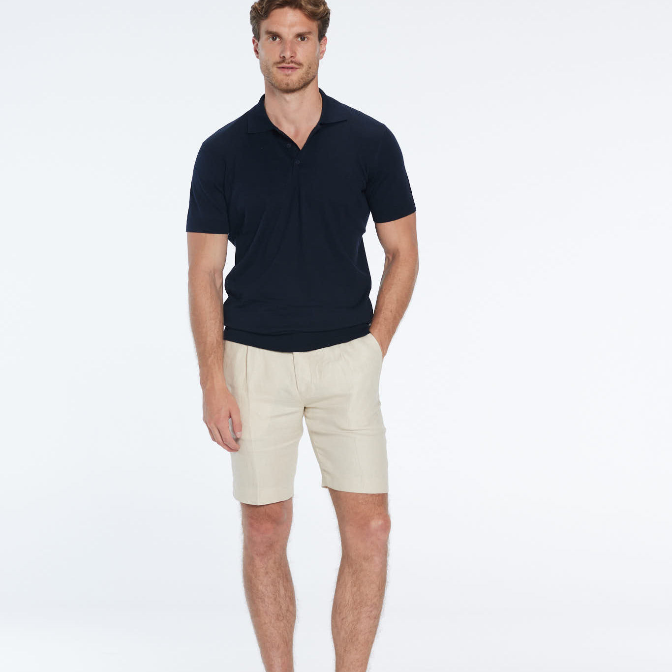 Johan Dark Blue Cotton Polo Shirt | Moeva | T-Shirt | Each week unveils new pieces—luxury swimwear, fluid resort silhouettes, and elevated summer-to-evening essentials designed to carry you from coastal escapes to city nights.