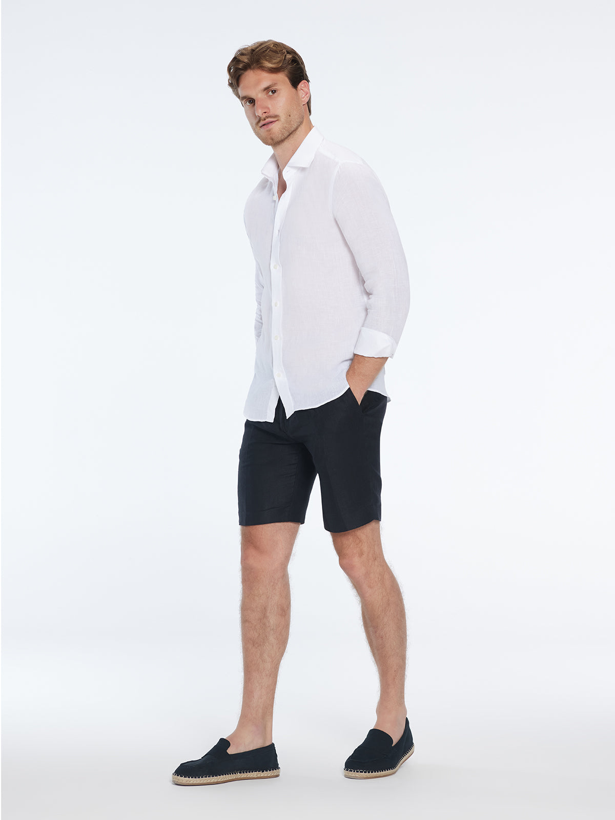 Marco Linen Black Shorts | Moeva | Shorts | Each week unveils new pieces—luxury swimwear, fluid resort silhouettes, and elevated summer-to-evening essentials designed to carry you from coastal escapes to city nights.