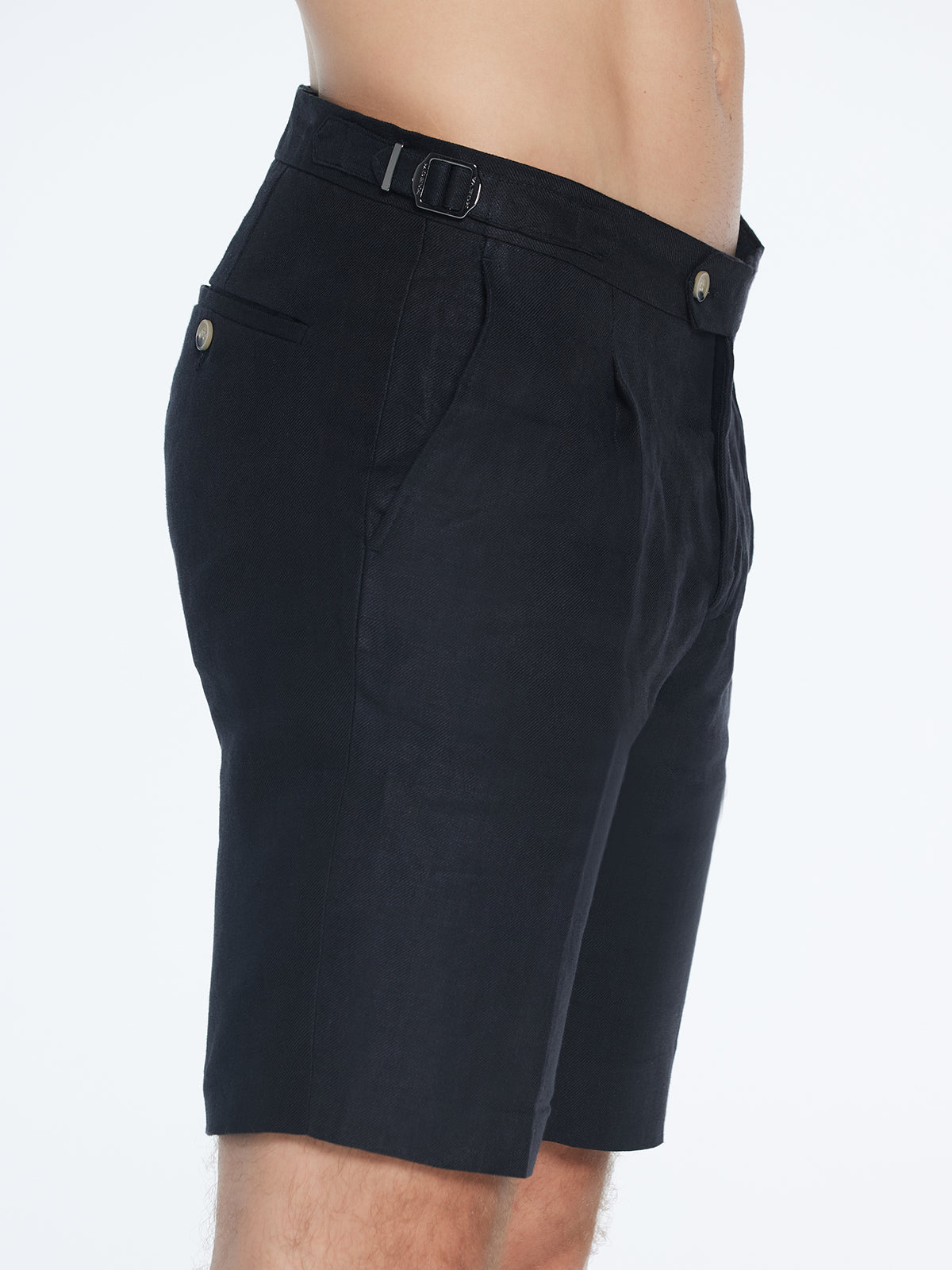 Marco Linen Black Shorts | Moeva | Shorts | Each week unveils new pieces—luxury swimwear, fluid resort silhouettes, and elevated summer-to-evening essentials designed to carry you from coastal escapes to city nights.