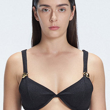 Madelyn Shiny Black Underwired Bikini Top | Moeva | Bikini Top | Each week unveils new pieces—luxury swimwear, fluid resort silhouettes, and elevated summer-to-evening essentials designed to carry you from coastal escapes to city nights.