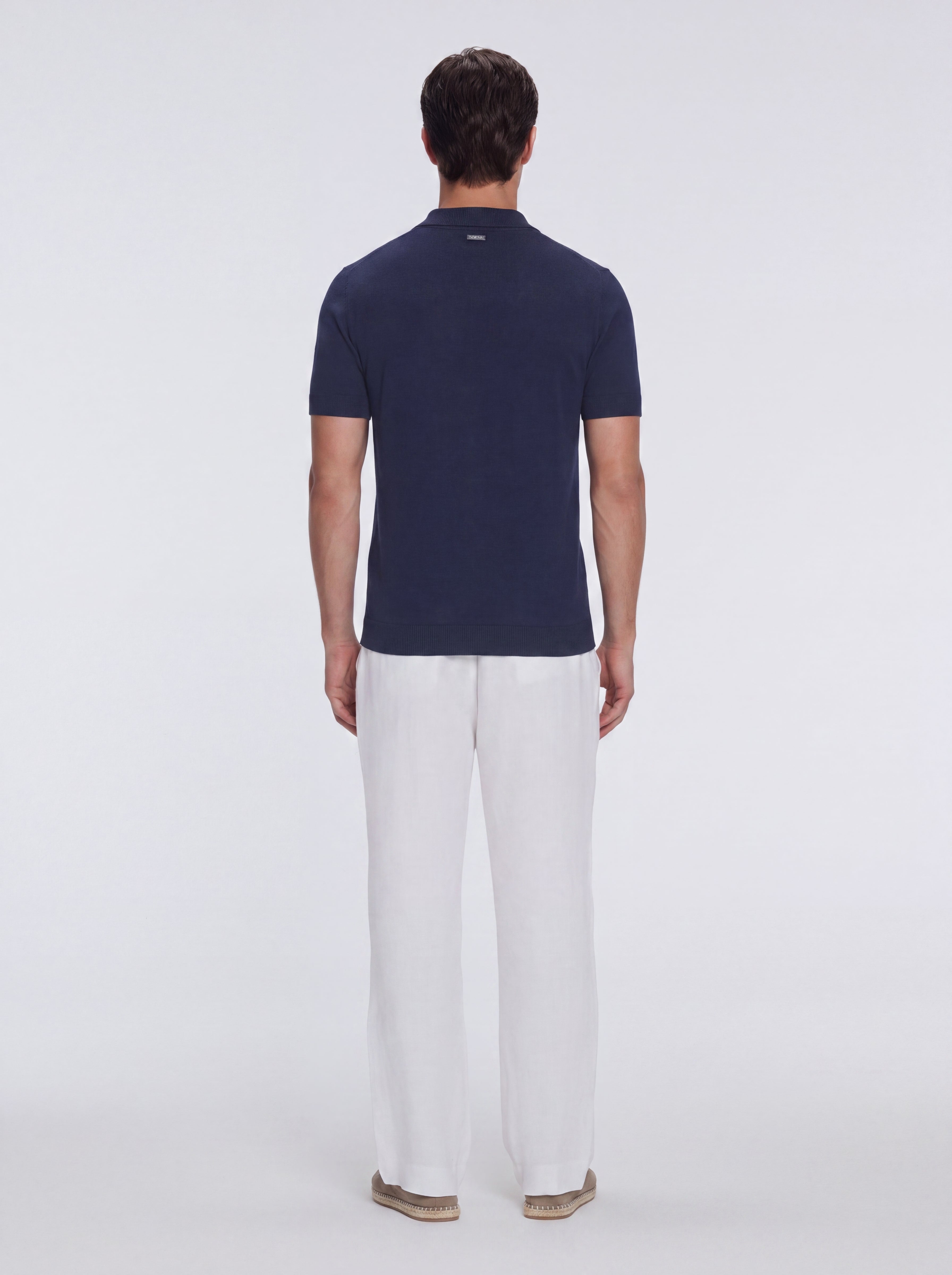 Mark Dark Blue Cotton V-Neck Polo T-Shirt
