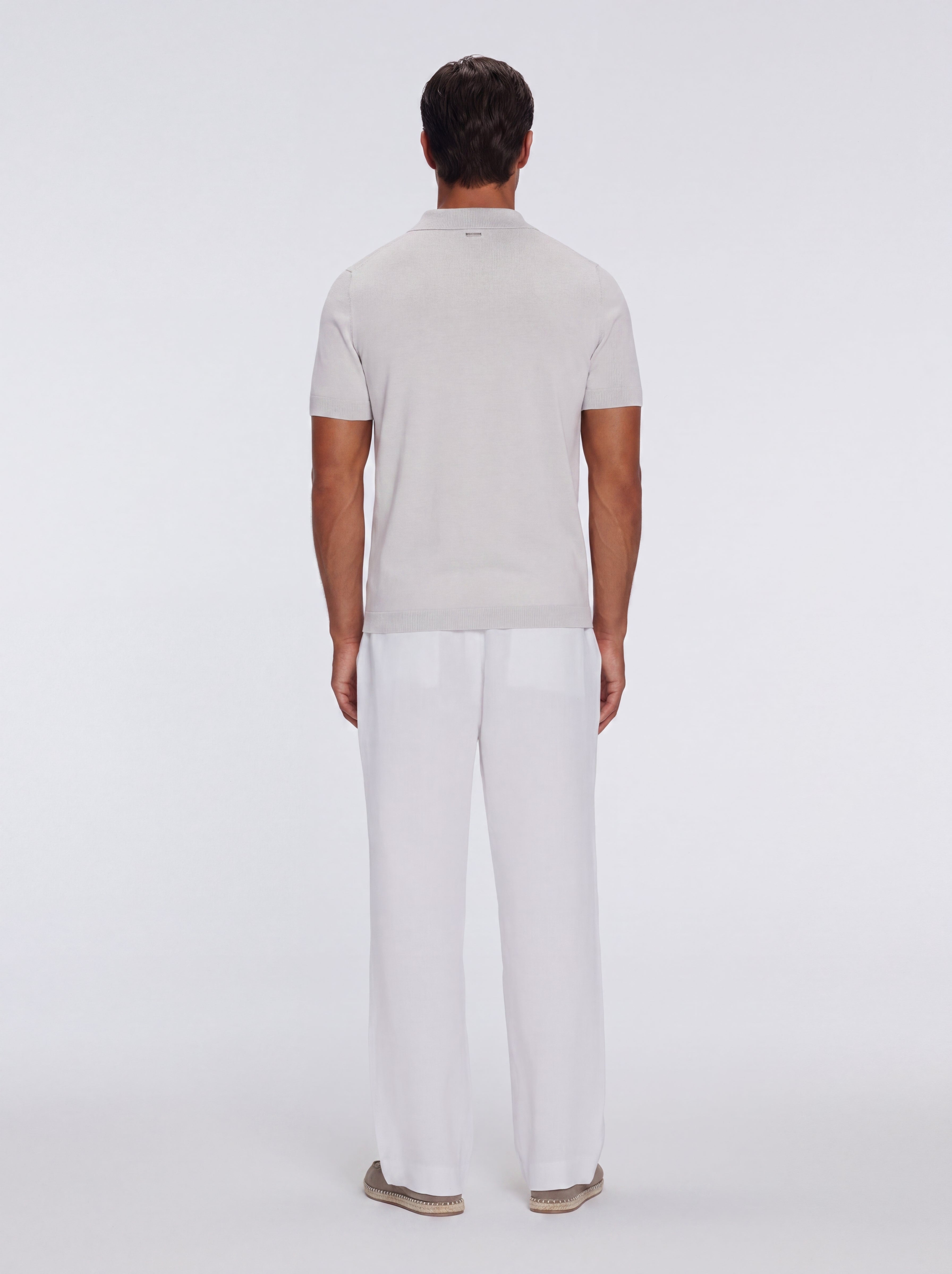 Mark Grey Cotton V-Neck Polo T-Shirt | Moeva | T-Shirt | Each week unveils new pieces—luxury swimwear, fluid resort silhouettes, and elevated summer-to-evening essentials designed to carry you from coastal escapes to city nights.