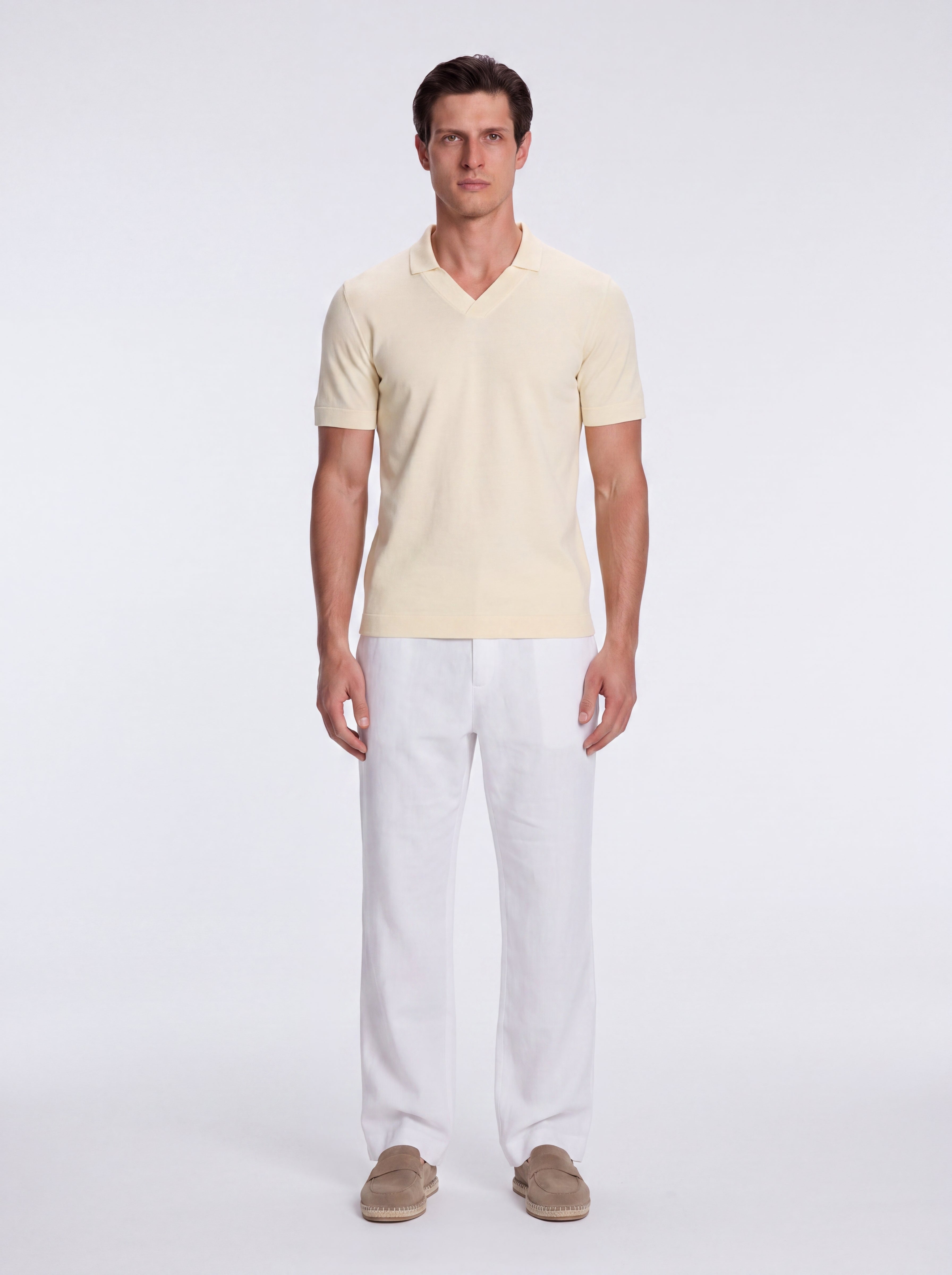 Mark Yellow Polo Cotton V-Neck Polo T-Shirt