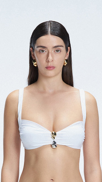 Emilia White Balconette Solid Bikini Top | Moeva | Bikini Top | Each week unveils new pieces—luxury swimwear, fluid resort silhouettes, and elevated summer-to-evening essentials designed to carry you from coastal escapes to city nights.