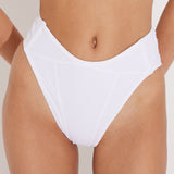 Como White High Waist Bikini Bottom