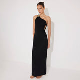 Fewa Black One-Shoulder Knitted Maxi Dress with Side Cut-Out Detail | Moeva | Dress | Each week unveils new pieces—luxury swimwear, fluid resort silhouettes, and elevated summer-to-evening essentials designed to carry you from coastal escapes to city nights.