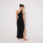 Fewa Black One-Shoulder Knitted Maxi Dress with Side Cut-Out Detail | Moeva | Dress | Each week unveils new pieces—luxury swimwear, fluid resort silhouettes, and elevated summer-to-evening essentials designed to carry you from coastal escapes to city nights.