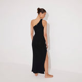 Fewa Black One-Shoulder Knitted Maxi Dress with Side Cut-Out Detail | Moeva | Dress | Each week unveils new pieces—luxury swimwear, fluid resort silhouettes, and elevated summer-to-evening essentials designed to carry you from coastal escapes to city nights.