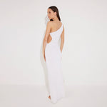 Fewa White One-Shoulder Knitted Maxi Dress with Side Cut-Out Detail | Moeva | Dress | Each week unveils new pieces—luxury swimwear, fluid resort silhouettes, and elevated summer-to-evening essentials designed to carry you from coastal escapes to city nights.