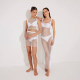Alejandra White Rhinestone Details Mesh Top | Moeva | Beachwear Tops | Each week unveils new pieces—luxury swimwear, fluid resort silhouettes, and elevated summer-to-evening essentials designed to carry you from coastal escapes to city nights.