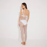 Triana White Rhinestone Details Mesh Long Dress | Moeva | Beachwear Dresses | Each week unveils new pieces—luxury swimwear, fluid resort silhouettes, and elevated summer-to-evening essentials designed to carry you from coastal escapes to city nights.