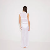 Kariba Sleeveless Belted Knitted Mesh White Kaftan | Moeva | Kaftans | Each week unveils new pieces—luxury swimwear, fluid resort silhouettes, and elevated summer-to-evening essentials designed to carry you from coastal escapes to city nights.