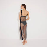 Triana Black Rhinestone Details Mesh Long Dress | Moeva | Beachwear Dresses | Each week unveils new pieces—luxury swimwear, fluid resort silhouettes, and elevated summer-to-evening essentials designed to carry you from coastal escapes to city nights.