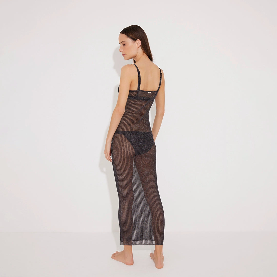 Lulusar Silver Metallic Knitted Maxi Dress | Moeva | Beachwear Dresses | Each week unveils new pieces—luxury swimwear, fluid resort silhouettes, and elevated summer-to-evening essentials designed to carry you from coastal escapes to city nights.