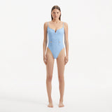 Muriel Baby Blue Scoop Neck Textured Swimsuit | Moeva | Swimsuit | Each week unveils new pieces—luxury swimwear, fluid resort silhouettes, and elevated summer-to-evening essentials designed to carry you from coastal escapes to city nights.