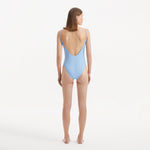 Muriel Baby Blue Scoop Neck Textured Swimsuit | Moeva | Swimsuit | Each week unveils new pieces—luxury swimwear, fluid resort silhouettes, and elevated summer-to-evening essentials designed to carry you from coastal escapes to city nights.