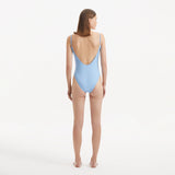 Muriel Baby Blue Scoop Neck Textured Swimsuit | Moeva | Swimsuit | Each week unveils new pieces—luxury swimwear, fluid resort silhouettes, and elevated summer-to-evening essentials designed to carry you from coastal escapes to city nights.