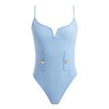 Muriel Baby Blue Scoop Neck Textured Swimsuit | Moeva | Swimsuit | Each week unveils new pieces—luxury swimwear, fluid resort silhouettes, and elevated summer-to-evening essentials designed to carry you from coastal escapes to city nights.