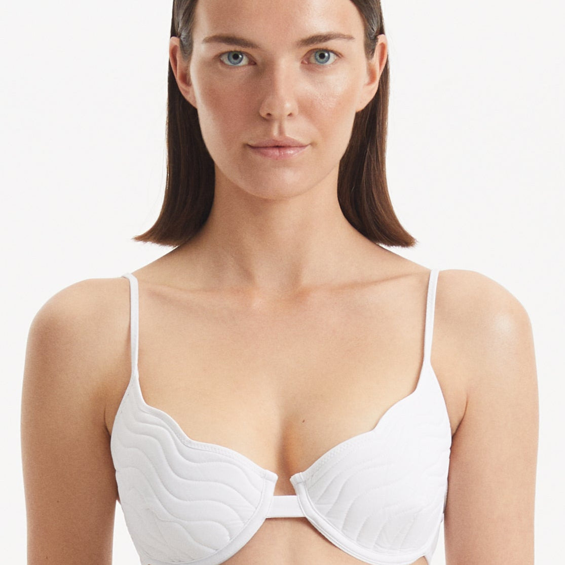 Salila White Underwired Wave Textured Bikini Top | Moeva | Bikini Top | Each week unveils new pieces—luxury swimwear, fluid resort silhouettes, and elevated summer-to-evening essentials designed to carry you from coastal escapes to city nights.