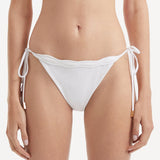 Salila White Side Tie Wave Textured Bikini Bottom