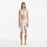 Raiden White Tie Front Wavy-Trim Sheer Sarong | Moeva | Sarongs | Each week unveils new pieces—luxury swimwear, fluid resort silhouettes, and elevated summer-to-evening essentials designed to carry you from coastal escapes to city nights.