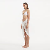 Raiden White Tie Front Wavy-Trim Sheer Sarong | Moeva | Sarongs | Each week unveils new pieces—luxury swimwear, fluid resort silhouettes, and elevated summer-to-evening essentials designed to carry you from coastal escapes to city nights.