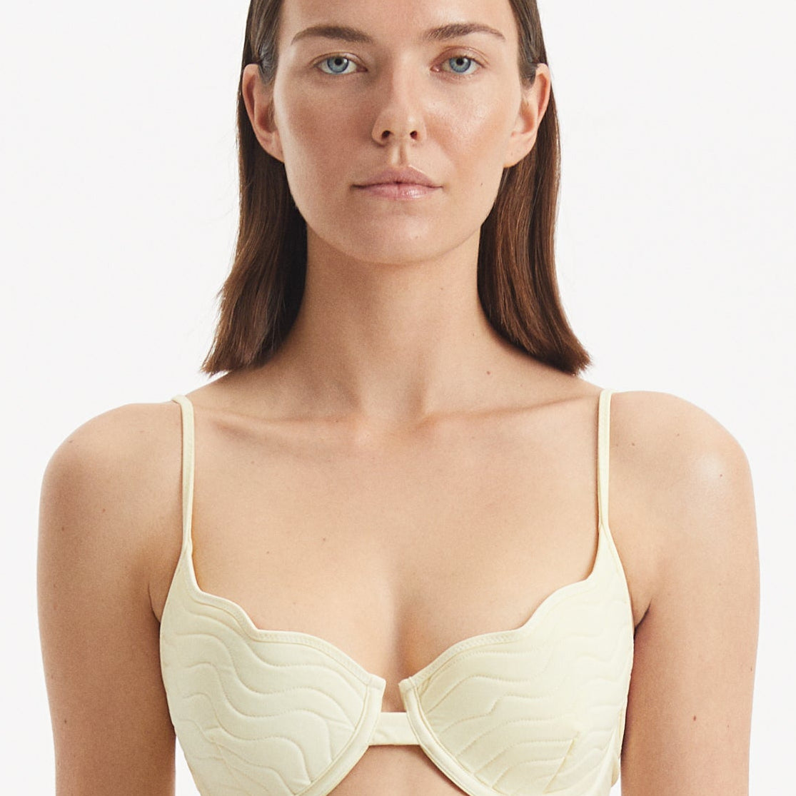 Salila Yellow Underwired Wave Textured Bikini Top | Moeva | Bikini Top | Each week unveils new pieces—luxury swimwear, fluid resort silhouettes, and elevated summer-to-evening essentials designed to carry you from coastal escapes to city nights.