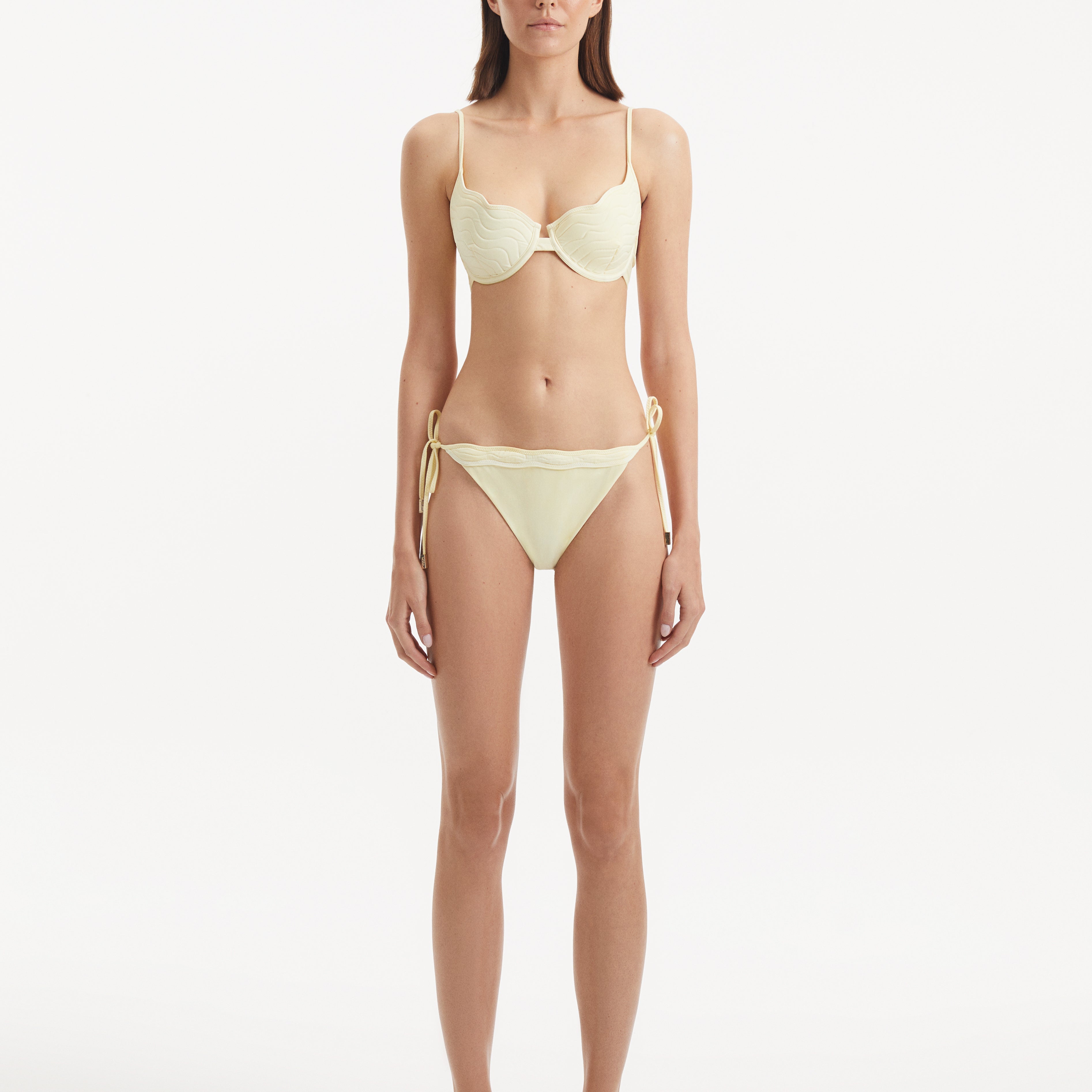 Salila Yellow Underwired Wave Textured Bikini Top | Moeva | Bikini Top | Each week unveils new pieces—luxury swimwear, fluid resort silhouettes, and elevated summer-to-evening essentials designed to carry you from coastal escapes to city nights.