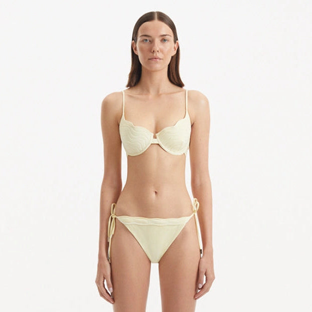 Salila Yellow Underwired Side Tie Wave Textured Bikini Set | Moeva | Bikini Set | Each week unveils new pieces—luxury swimwear, fluid resort silhouettes, and elevated summer-to-evening essentials designed to carry you from coastal escapes to city nights.