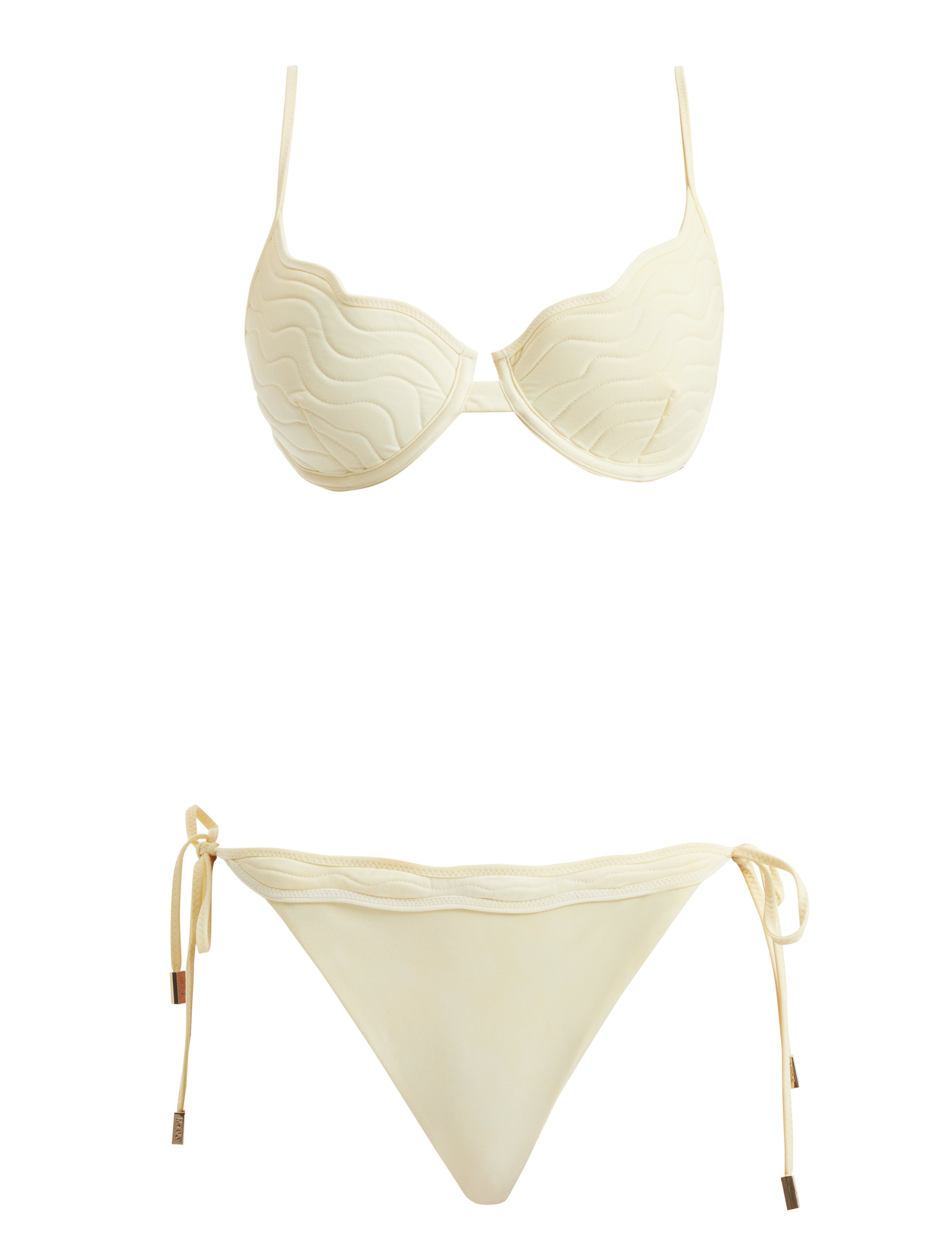 Salila Yellow Underwired Side Tie Wave Textured Bikini Set | Moeva | Bikini Set | Each week unveils new pieces—luxury swimwear, fluid resort silhouettes, and elevated summer-to-evening essentials designed to carry you from coastal escapes to city nights.