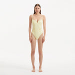 Muriel Yellow Scoop Neck Textured Swimsuit | Moeva | Swimsuit | Each week unveils new pieces—luxury swimwear, fluid resort silhouettes, and elevated summer-to-evening essentials designed to carry you from coastal escapes to city nights.