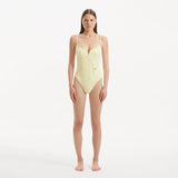 Muriel Yellow Scoop Neck Textured Swimsuit | Moeva | Swimsuit | Each week unveils new pieces—luxury swimwear, fluid resort silhouettes, and elevated summer-to-evening essentials designed to carry you from coastal escapes to city nights.