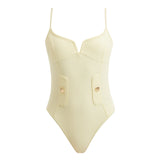 Muriel Yellow Scoop Neck Textured Swimsuit | Moeva | Swimsuit | Each week unveils new pieces—luxury swimwear, fluid resort silhouettes, and elevated summer-to-evening essentials designed to carry you from coastal escapes to city nights.
