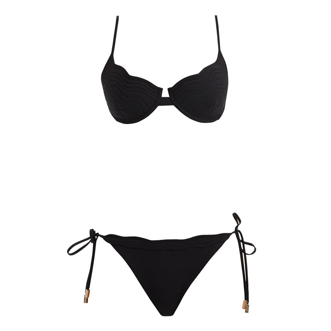 Salila Black Underwired Side Tie Wave Textured Bikini Set | Moeva | | Each week unveils new pieces—luxury swimwear, fluid resort silhouettes, and elevated summer-to-evening essentials designed to carry you from coastal escapes to city nights.
