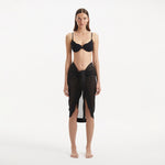 Raiden Black Tie Front Wavy-Trim Sheer Sarong | Moeva | Sarongs | Each week unveils new pieces—luxury swimwear, fluid resort silhouettes, and elevated summer-to-evening essentials designed to carry you from coastal escapes to city nights.
