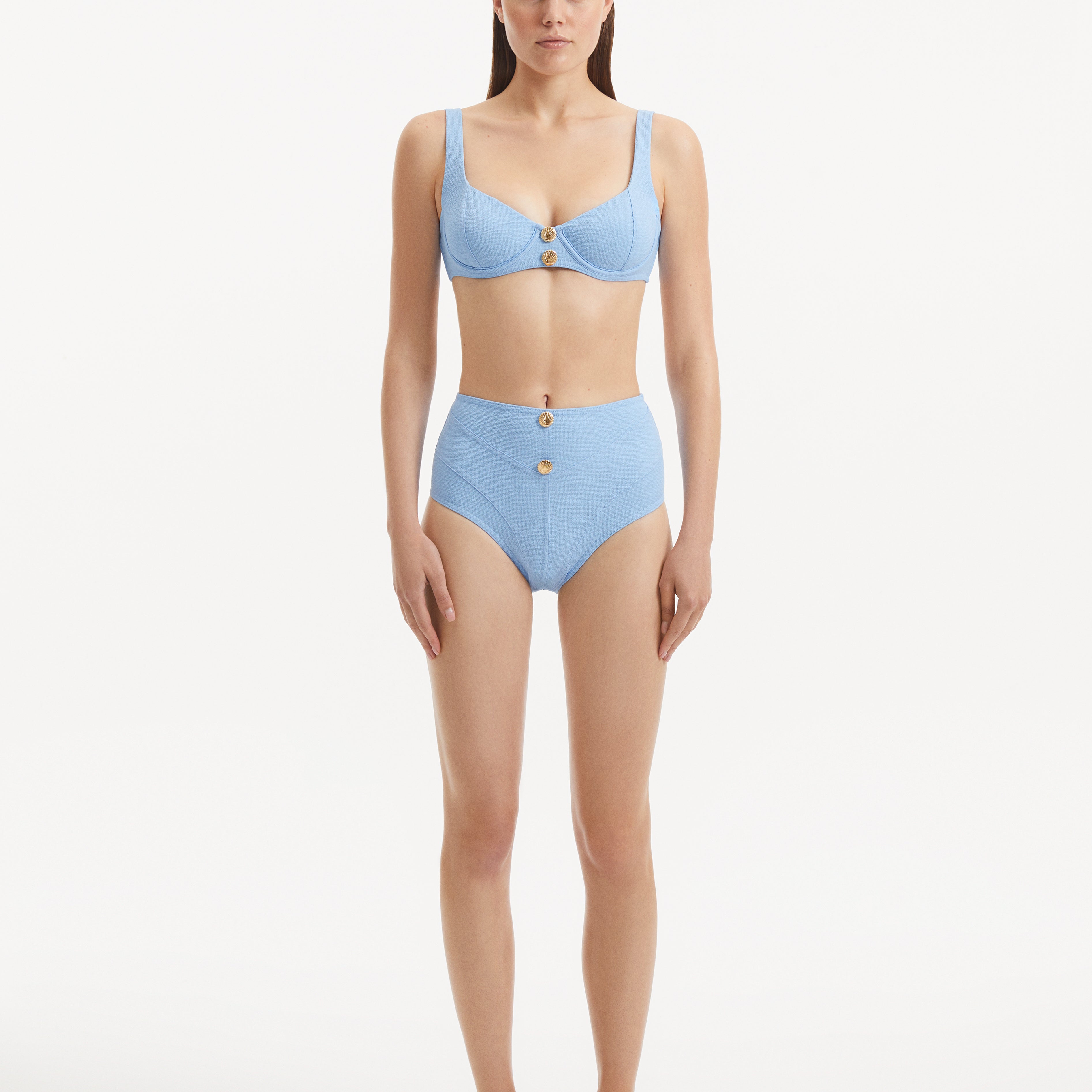 Adva Baby Blue Balconette Textured Bikini Top | Moeva | Bikini Top | Each week unveils new pieces—luxury swimwear, fluid resort silhouettes, and elevated summer-to-evening essentials designed to carry you from coastal escapes to city nights.