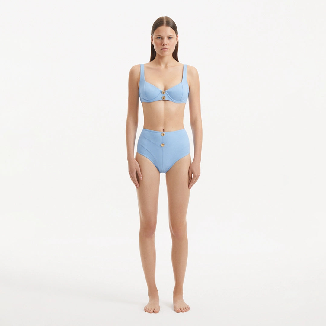Adva Baby Blue Balconette Textured High Waist Bikini Set | Moeva | | Each week unveils new pieces—luxury swimwear, fluid resort silhouettes, and elevated summer-to-evening essentials designed to carry you from coastal escapes to city nights.