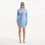 Greta Baby Blue Long Sleeve Tie Front Shirt and Maeby Skirt | Moeva | | Each week unveils new pieces—luxury swimwear, fluid resort silhouettes, and elevated summer-to-evening essentials designed to carry you from coastal escapes to city nights.