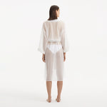 Blaze Long Sleeve Wavy-Trim Belted Sheer White Kaftan | Moeva | Kaftans | Each week unveils new pieces—luxury swimwear, fluid resort silhouettes, and elevated summer-to-evening essentials designed to carry you from coastal escapes to city nights.