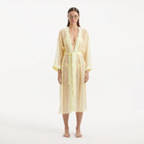 Blaze Long Sleeve Wavy-Trim Belted Sheer Yellow Kaftan | Moeva | Kaftans | Each week unveils new pieces—luxury swimwear, fluid resort silhouettes, and elevated summer-to-evening essentials designed to carry you from coastal escapes to city nights.