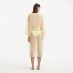 Blaze Long Sleeve Wavy-Trim Belted Sheer Yellow Kaftan | Moeva | Kaftans | Each week unveils new pieces—luxury swimwear, fluid resort silhouettes, and elevated summer-to-evening essentials designed to carry you from coastal escapes to city nights.