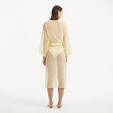 Blaze Long Sleeve Wavy-Trim Belted Sheer Yellow Kaftan | Moeva | Kaftans | Each week unveils new pieces—luxury swimwear, fluid resort silhouettes, and elevated summer-to-evening essentials designed to carry you from coastal escapes to city nights.