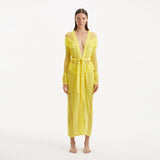 Itzel Yellow Knitted Mesh Long-Sleeve Kaftan | Moeva | Kaftans | Each week unveils new pieces—luxury swimwear, fluid resort silhouettes, and elevated summer-to-evening essentials designed to carry you from coastal escapes to city nights.