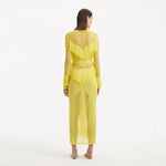 Itzel Yellow Knitted Mesh Long-Sleeve Kaftan | Moeva | Kaftans | Each week unveils new pieces—luxury swimwear, fluid resort silhouettes, and elevated summer-to-evening essentials designed to carry you from coastal escapes to city nights.