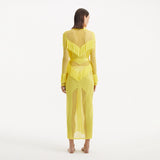 Itzel Yellow Knitted Mesh Long-Sleeve Kaftan | Moeva | Kaftans | Each week unveils new pieces—luxury swimwear, fluid resort silhouettes, and elevated summer-to-evening essentials designed to carry you from coastal escapes to city nights.