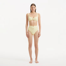 Adva Yellow Balconette Textured High Waist Bikini Set | Moeva | Bikini Set | Each week unveils new pieces—luxury swimwear, fluid resort silhouettes, and elevated summer-to-evening essentials designed to carry you from coastal escapes to city nights.