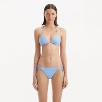 Sarita Baby Blue Triangle Wave Textured Side Tie Bikini Set | Moeva | Bikini Set | Each week unveils new pieces—luxury swimwear, fluid resort silhouettes, and elevated summer-to-evening essentials designed to carry you from coastal escapes to city nights.