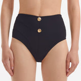 Adva Black High Waist Textured Bikini Bottom