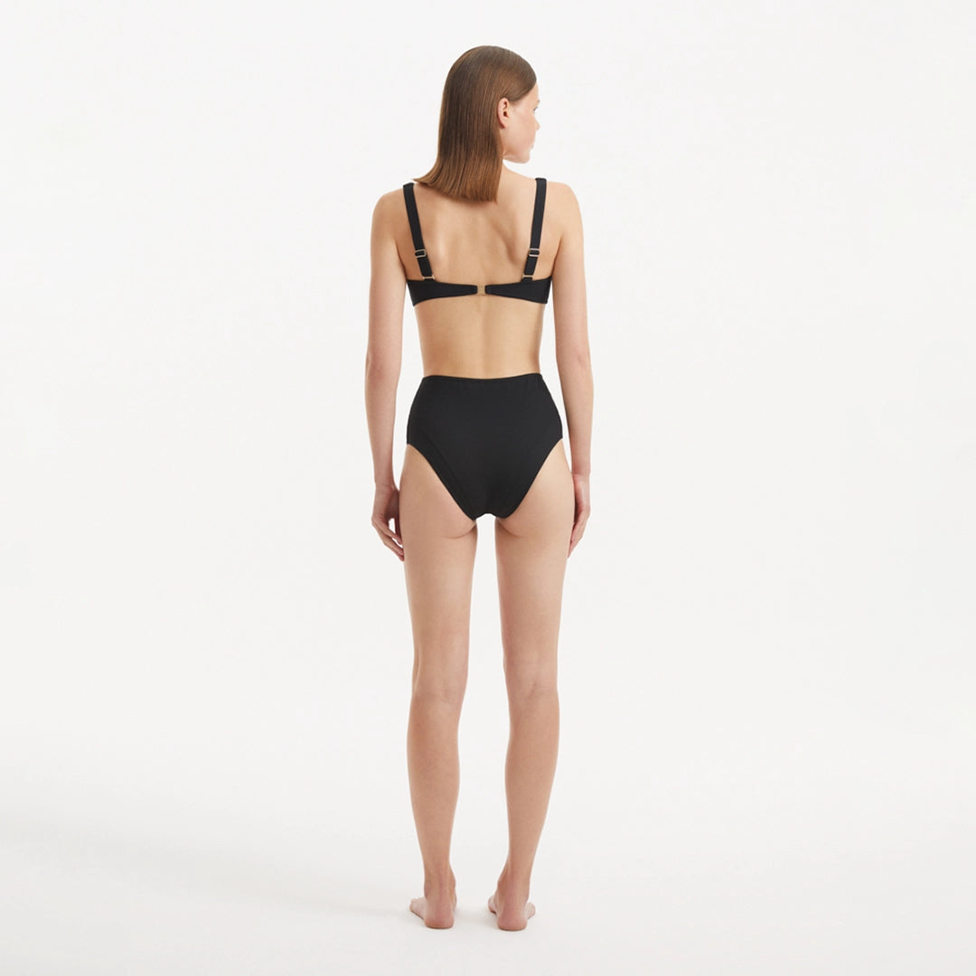 Adva Black Balconette Textured High Waist Bikini Set | Moeva | Bikini Set | Each week unveils new pieces—luxury swimwear, fluid resort silhouettes, and elevated summer-to-evening essentials designed to carry you from coastal escapes to city nights.